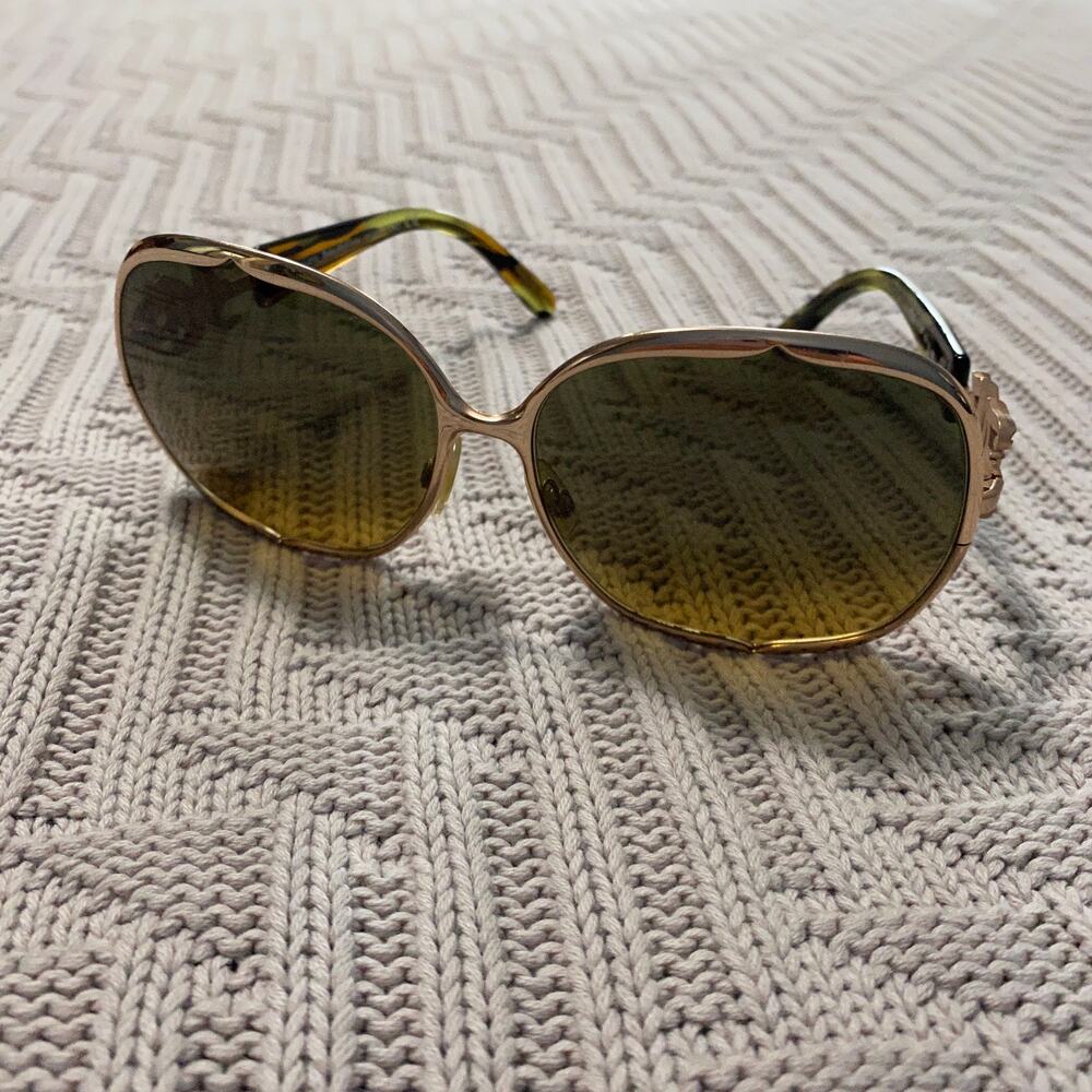 John Galliano gold large aviator sunglasses